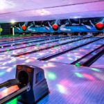 Ten Pin Bowling alley with coloutful lighting at Silverstar casino
