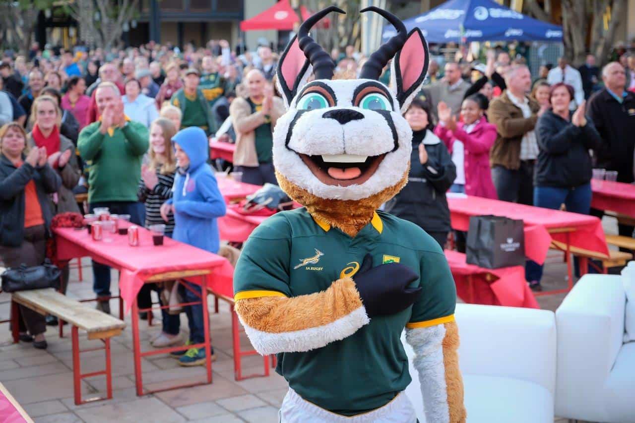 Springbok mascot at the Silverstar Casino's BokTown event